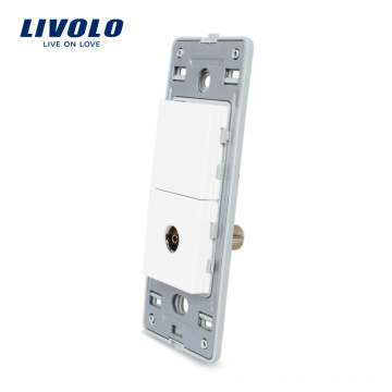 Livolo US-Fernsehanschluss mit weißer Kristallglas-Steckdose 220V VL-C591V-11 ohne Panel